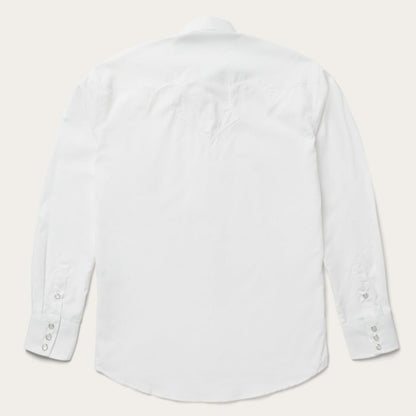 Men Western Shirts Stetson Classic Solid Snap Poplin Shirt In Optic White White