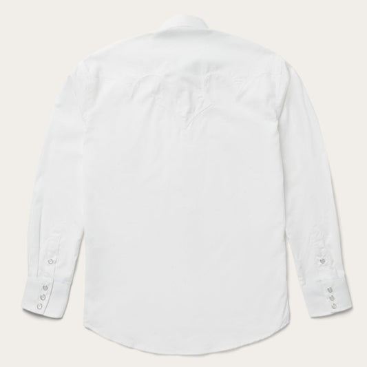 Men Western Shirts Stetson Classic Solid Snap Poplin Shirt In Optic White White