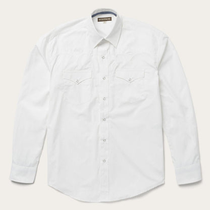 Men Western Shirts Stetson Classic Solid Snap Poplin Shirt In Optic White White