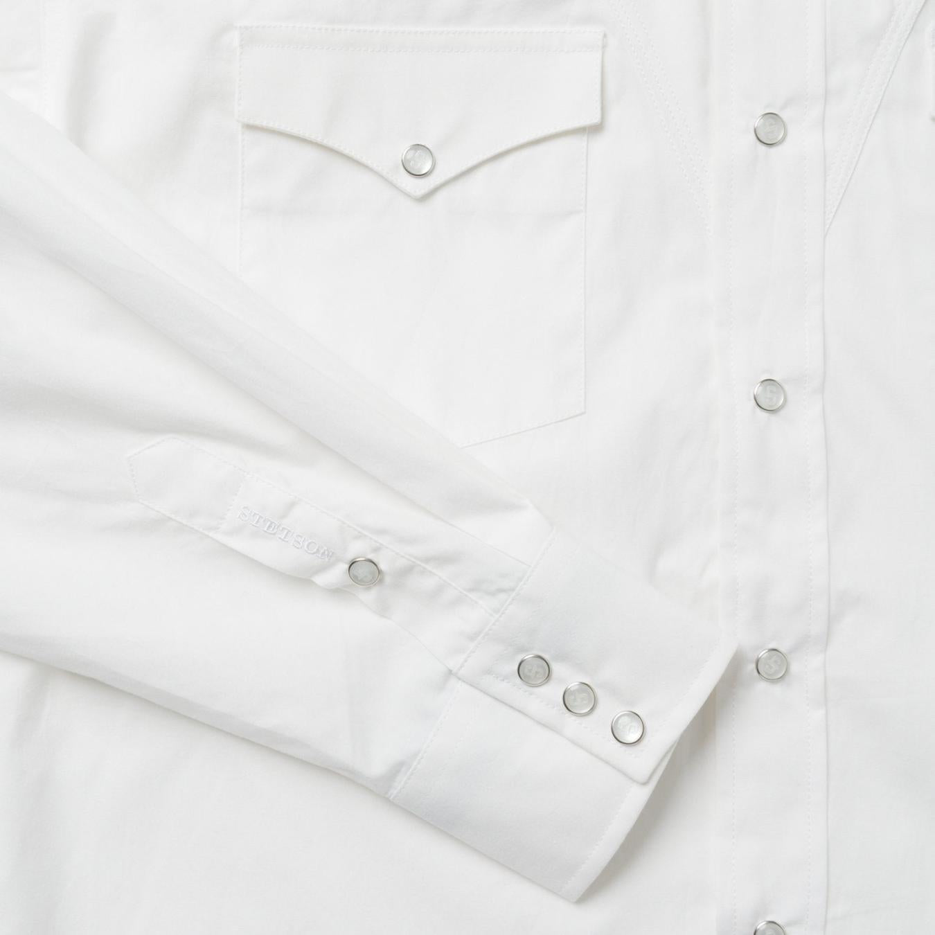 Men Western Shirts Stetson Classic Solid Snap Poplin Shirt In Optic White White