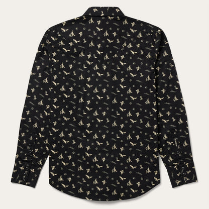 Men Western Shirts Stetson Conversation Print Western Shirt Black