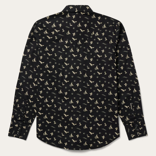Men Western Shirts Stetson Conversation Print Western Shirt Black