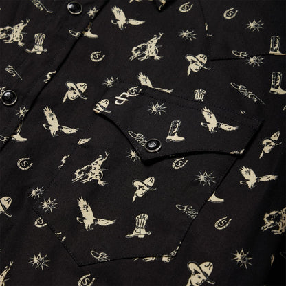 Men Western Shirts Stetson Conversation Print Western Shirt Black