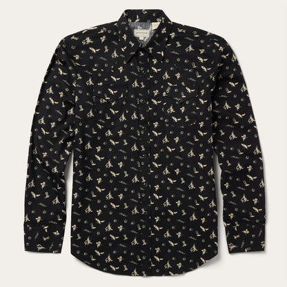 Men Western Shirts Stetson Conversation Print Western Shirt Black