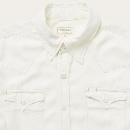 Men Western Shirts Stetson Cream Twill Shirt White