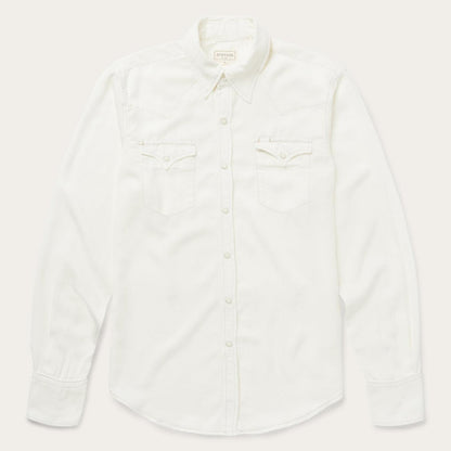 Men Western Shirts Stetson Cream Twill Shirt White