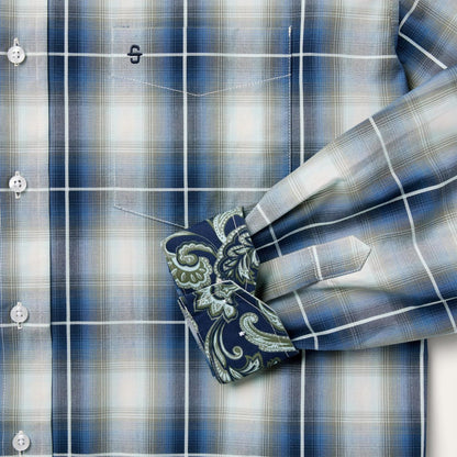Men Western Shirts Stetson Crystal Plaid Button Down Shirt Blue