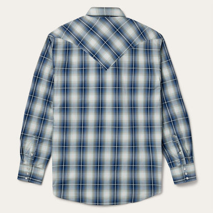 Men Western Shirts Stetson Crystal Plaid Western Shirt Blue