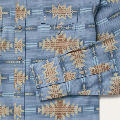 Men Western Shirts Stetson Desert Horizon Shirt Blue