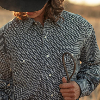 Men Western Shirts Stetson Diamond Geo Western Shirt Blue