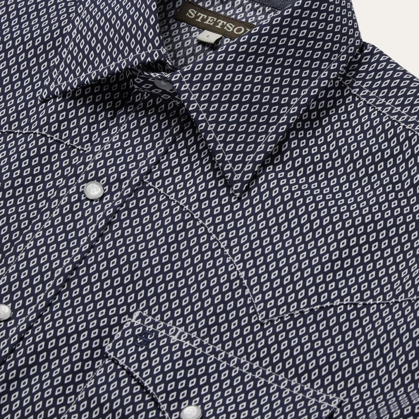 Men Western Shirts Stetson Diamond Geo Western Shirt Blue