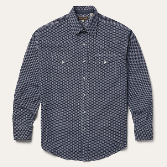 Men Western Shirts Stetson Diamond Geo Western Shirt Blue