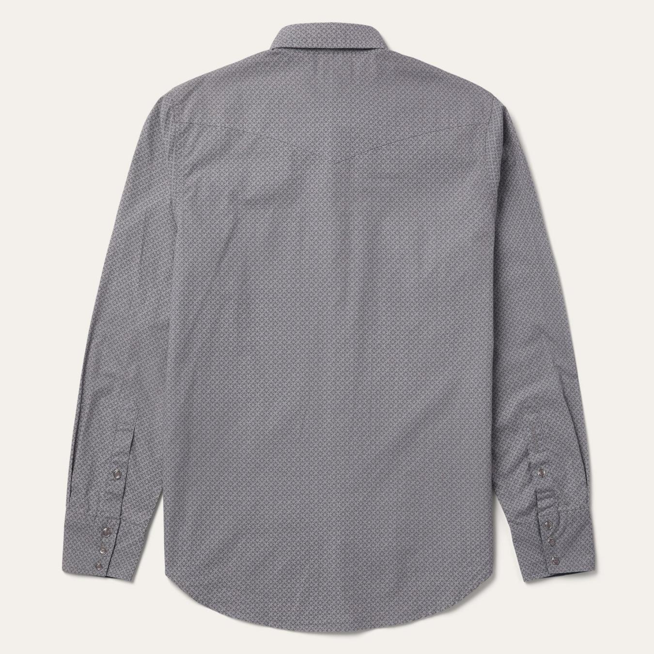 Men Western Shirts Stetson Diamond Print Western Shirt Grey