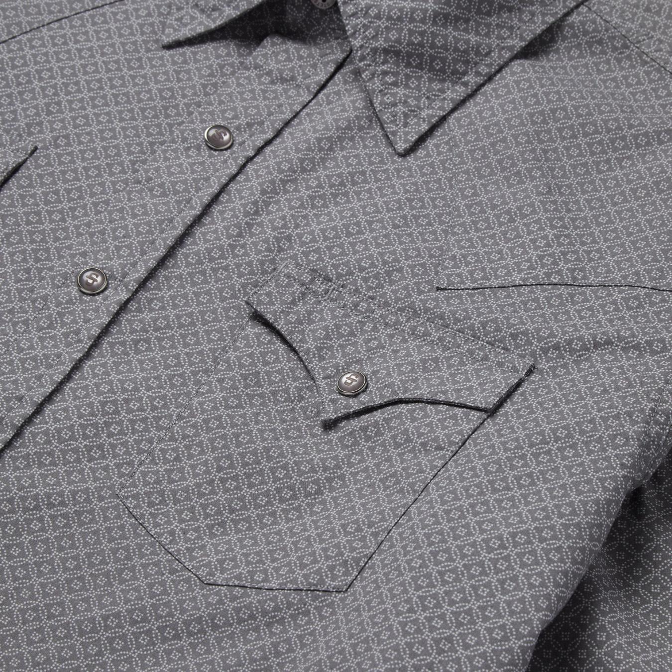 Men Western Shirts Stetson Diamond Print Western Shirt Grey