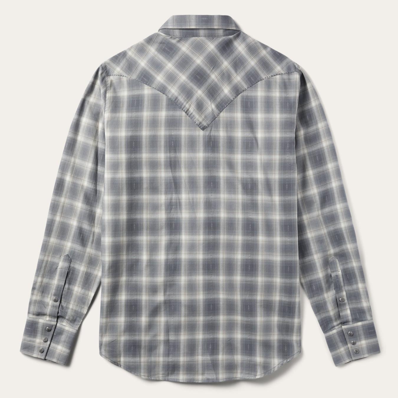 Men Western Shirts Stetson Dobby Twill Plaid Shirt Brown