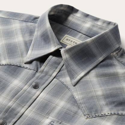 Men Western Shirts Stetson Dobby Twill Plaid Shirt Brown