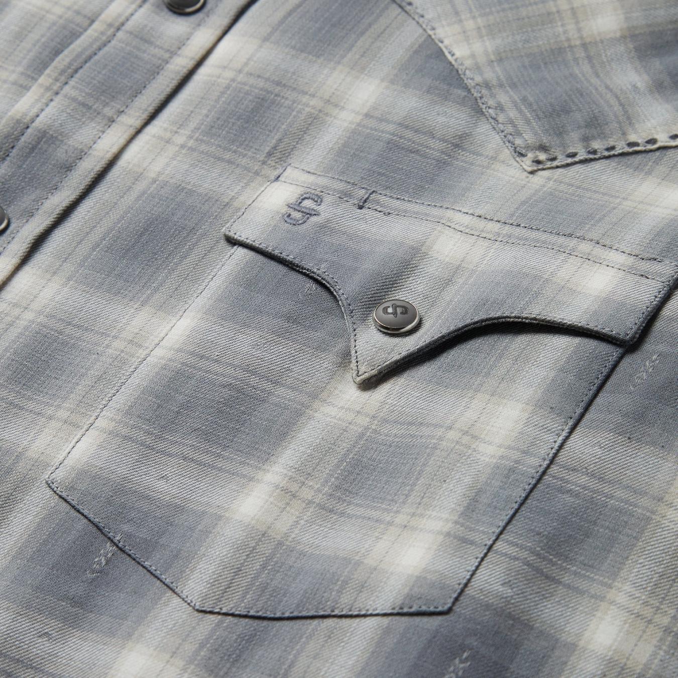 Men Western Shirts Stetson Dobby Twill Plaid Shirt Brown