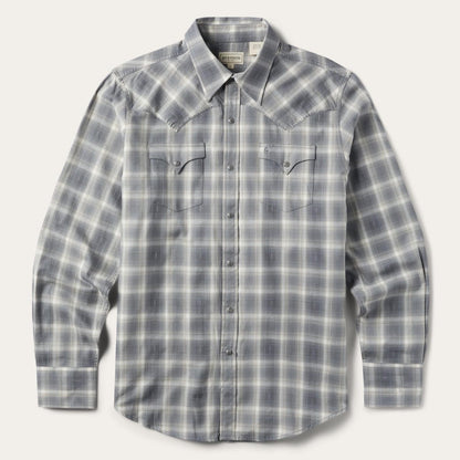 Men Western Shirts Stetson Dobby Twill Plaid Shirt Brown