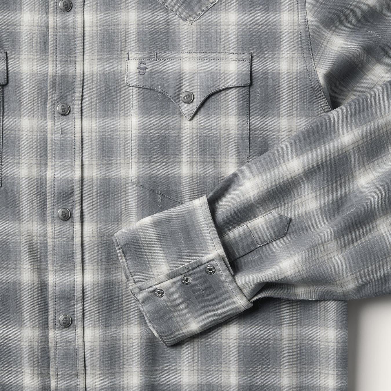 Men Western Shirts Stetson Dobby Twill Plaid Shirt Brown