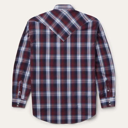 Men Western Shirts Stetson Good Luck Plaid Western Shirt Wine