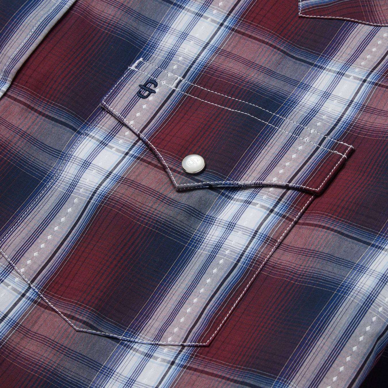 Men Western Shirts Stetson Good Luck Plaid Western Shirt Wine