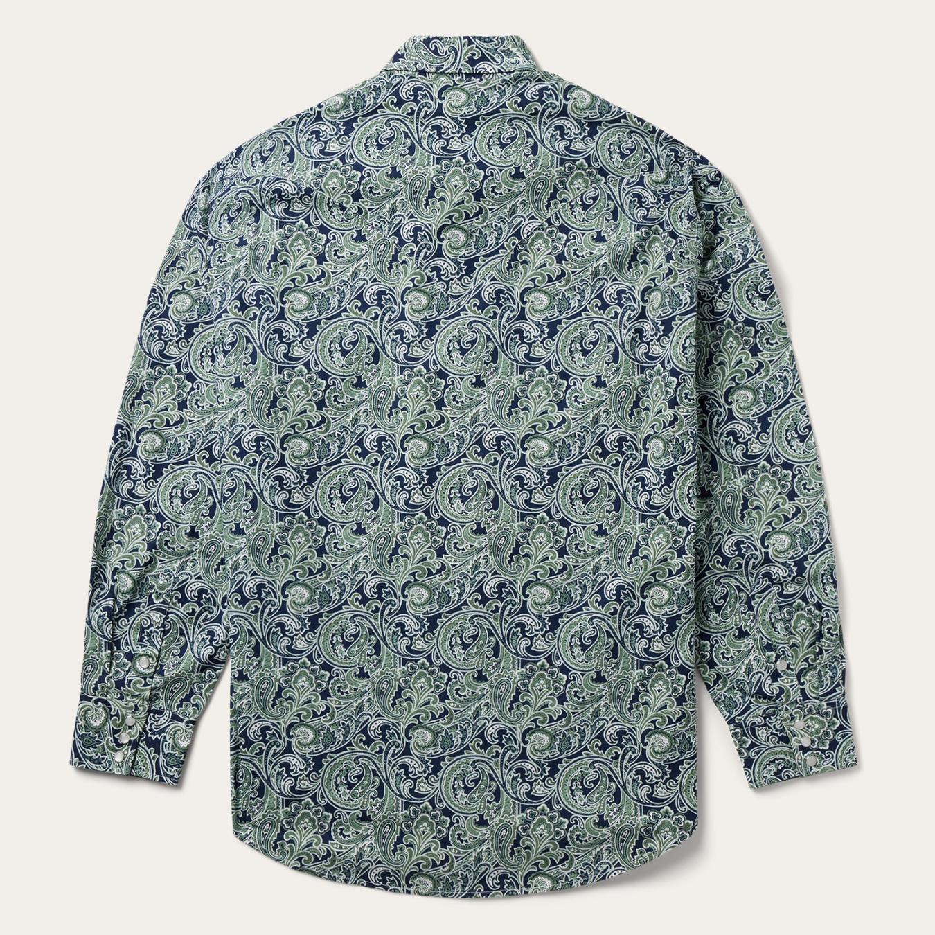 Men Western Shirts Stetson Greenspring Paisley Print Western Shirt Blue