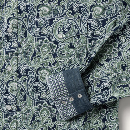 Men Western Shirts Stetson Greenspring Paisley Print Western Shirt Blue