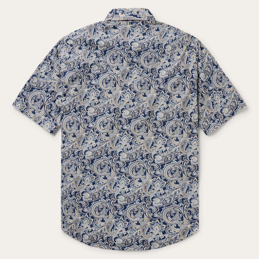 Men Western Shirts Stetson Greenspring Paisley Short Sleeve Western Shirt Blue