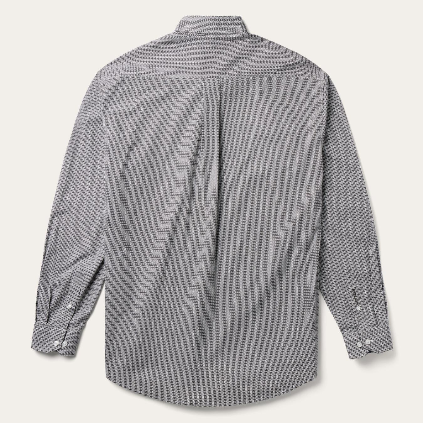 Men Western Shirts Stetson Grey Geo Print Button Front Shirt Grey
