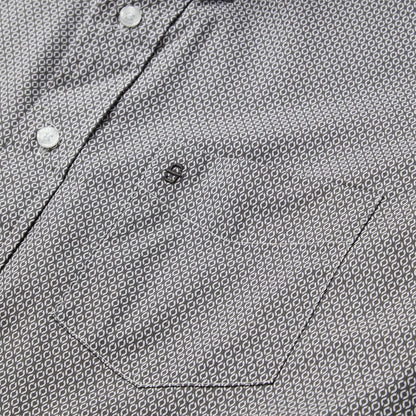 Men Western Shirts Stetson Grey Geo Print Button Front Shirt Grey