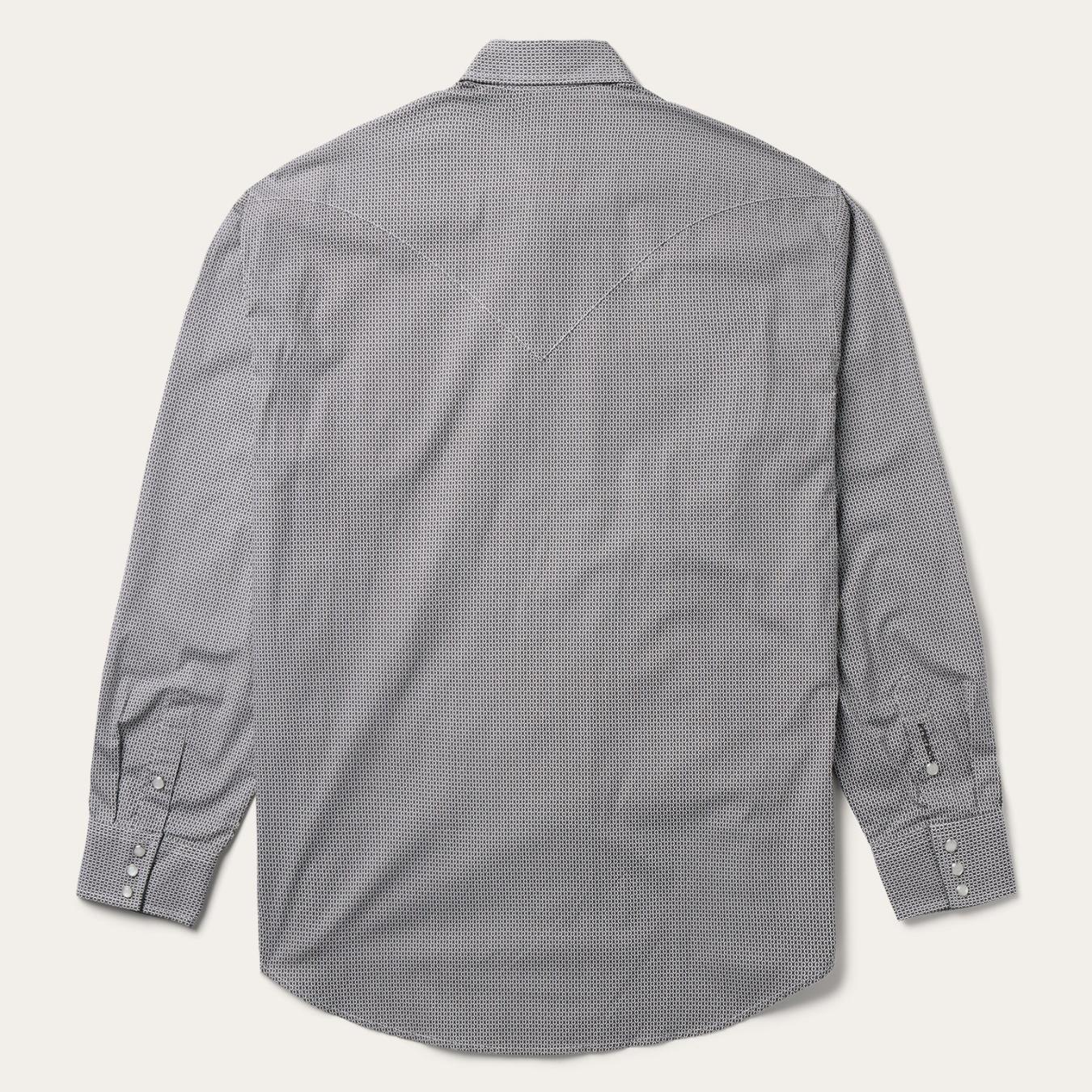 Men Western Shirts Stetson Grey Geo Print Western Shirt Grey
