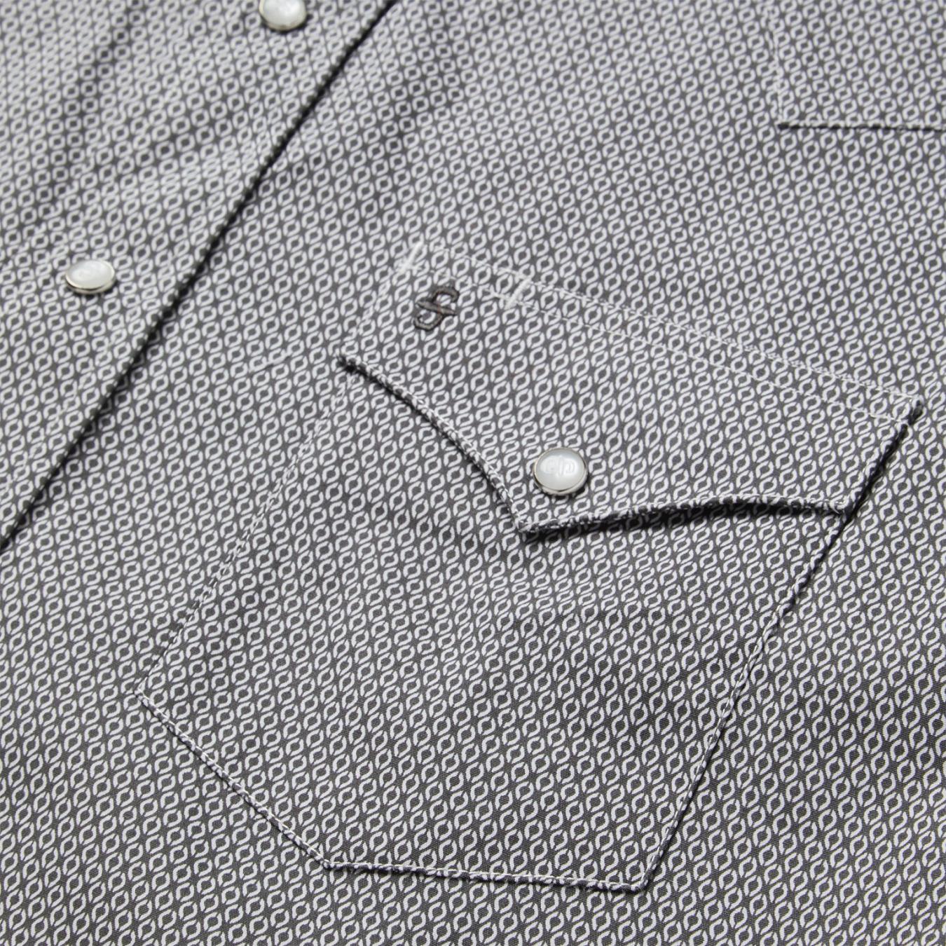 Men Western Shirts Stetson Grey Geo Print Western Shirt Grey