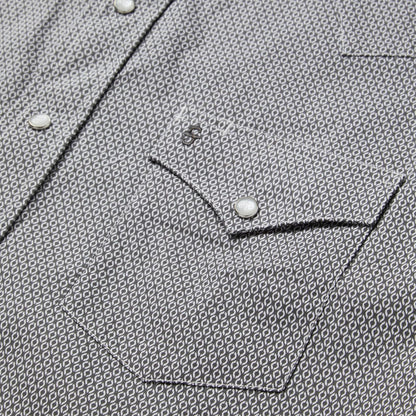 Men Western Shirts Stetson Grey Geo Print Western Shirt Grey