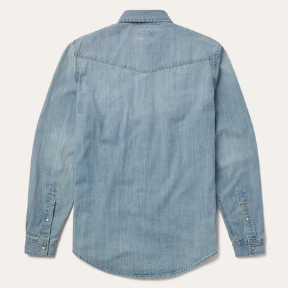 Men Western Shirts Stetson Long-Sleeved Denim Shirt Blue