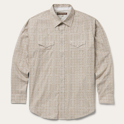 Men Western Shirts Stetson Medallion Print Western Shirt Brown