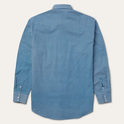 Men Western Shirts Stetson Micro Print Western Shirt Blue
