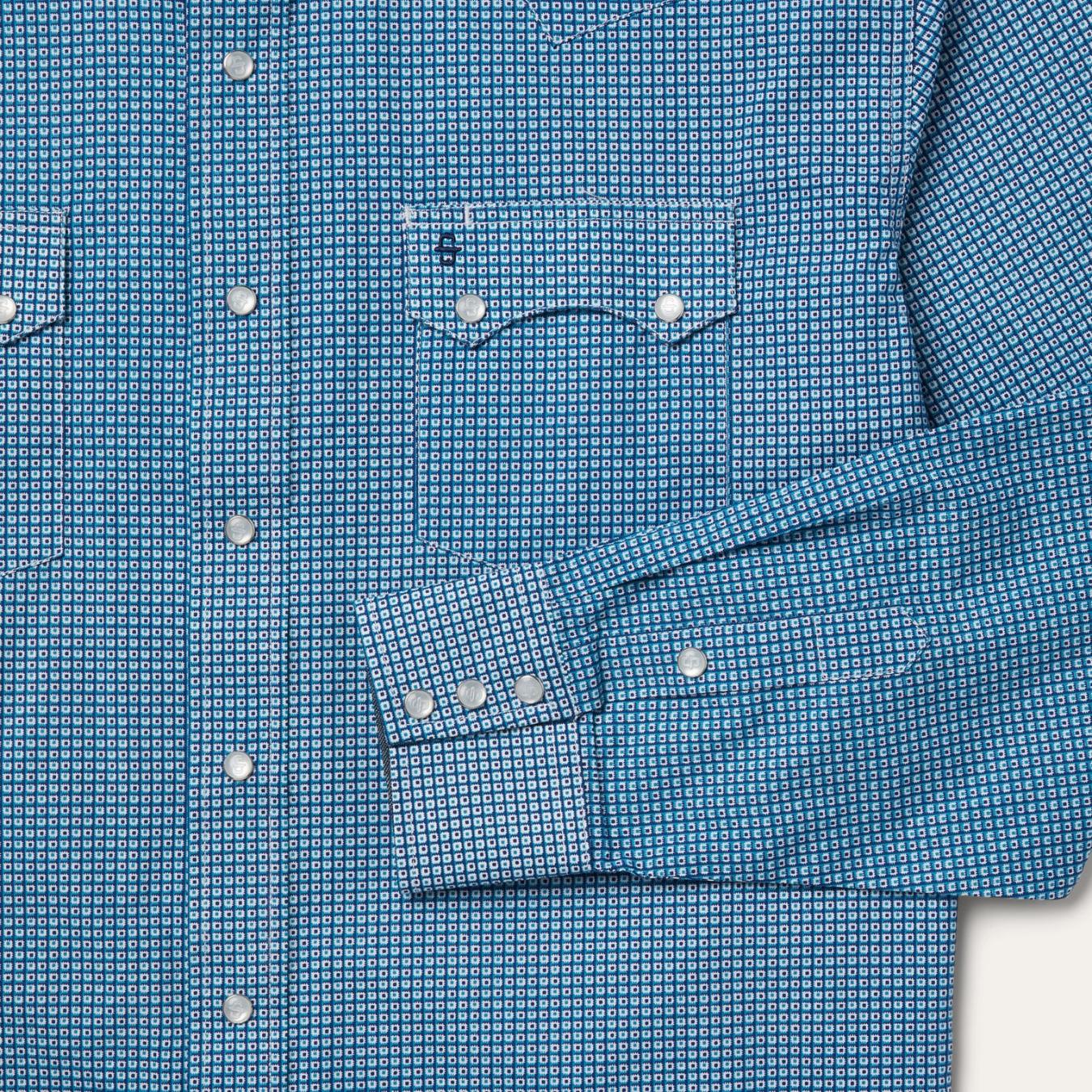 Men Western Shirts Stetson Micro Print Western Shirt Blue
