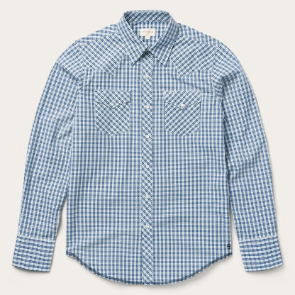 Men Western Shirts Stetson Modern Snap Front Shirt In Mini Check Blue