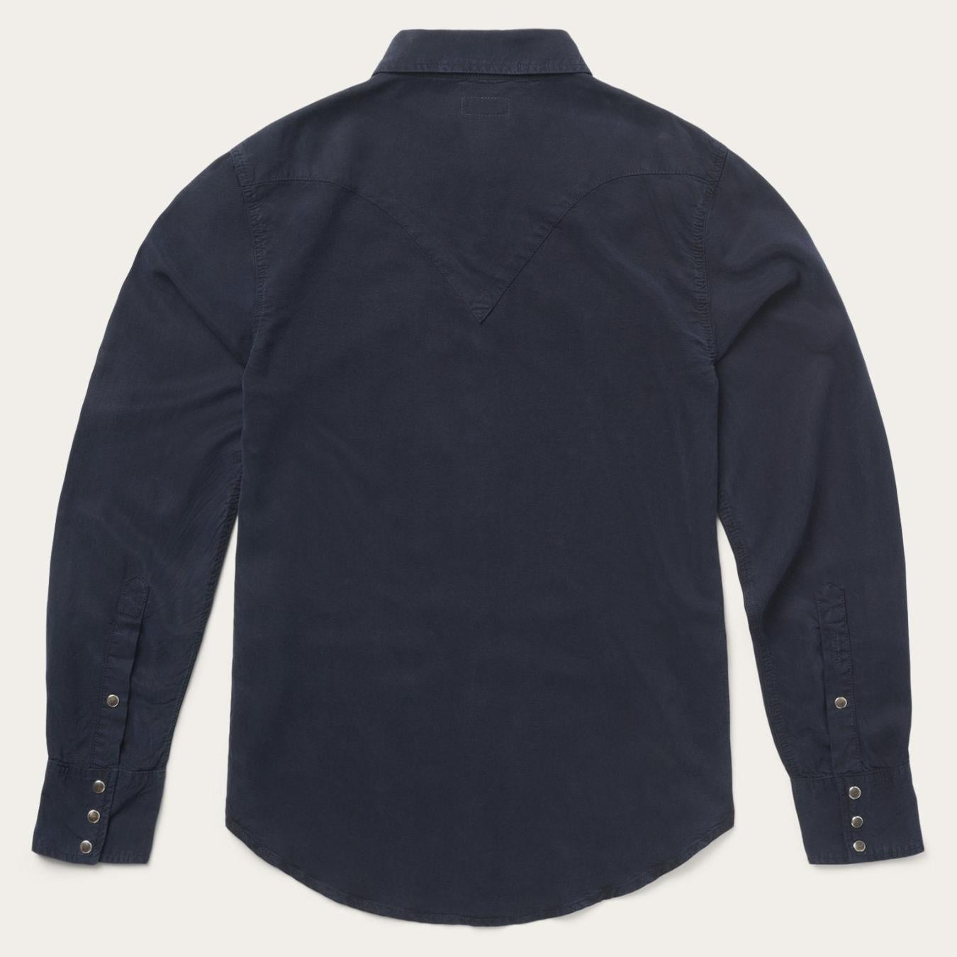 Men Western Shirts Stetson Navy Twill Shirt Blue