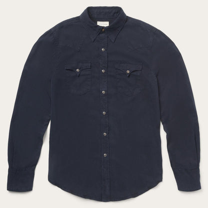 Men Western Shirts Stetson Navy Twill Shirt Blue