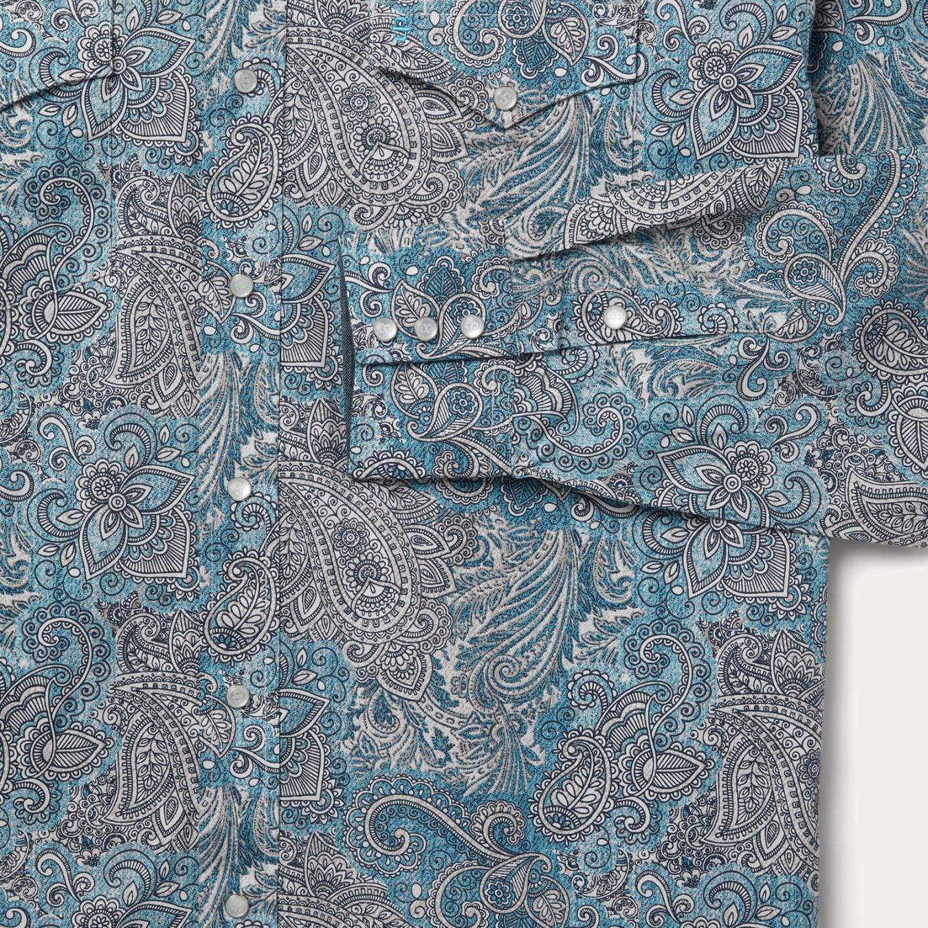 Men Western Shirts Stetson Paisley Western Shirt Green