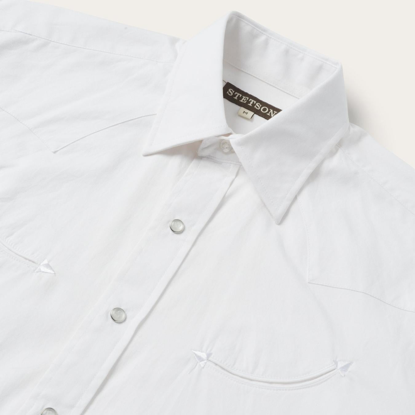 Men Western Shirts Stetson Pin Point Oxford Shirt White