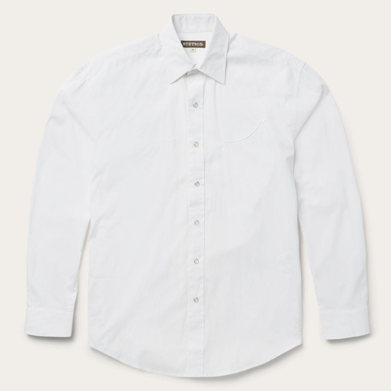 Men Western Shirts Stetson Pin Point Oxford Shirt White