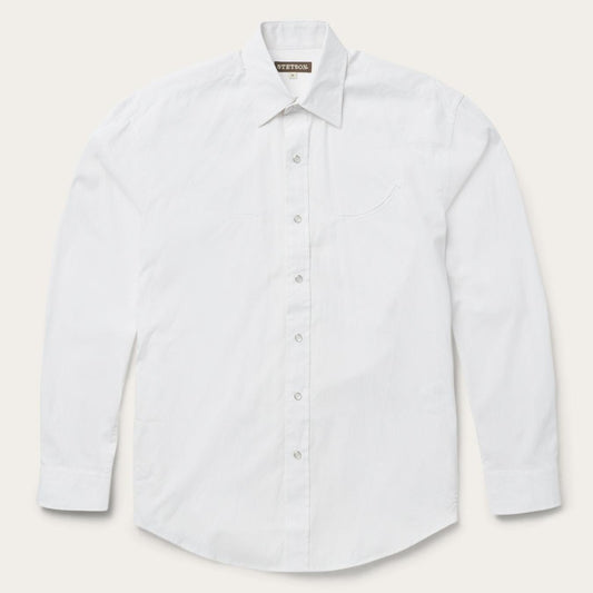 Men Western Shirts Stetson Pin Point Oxford Shirt White