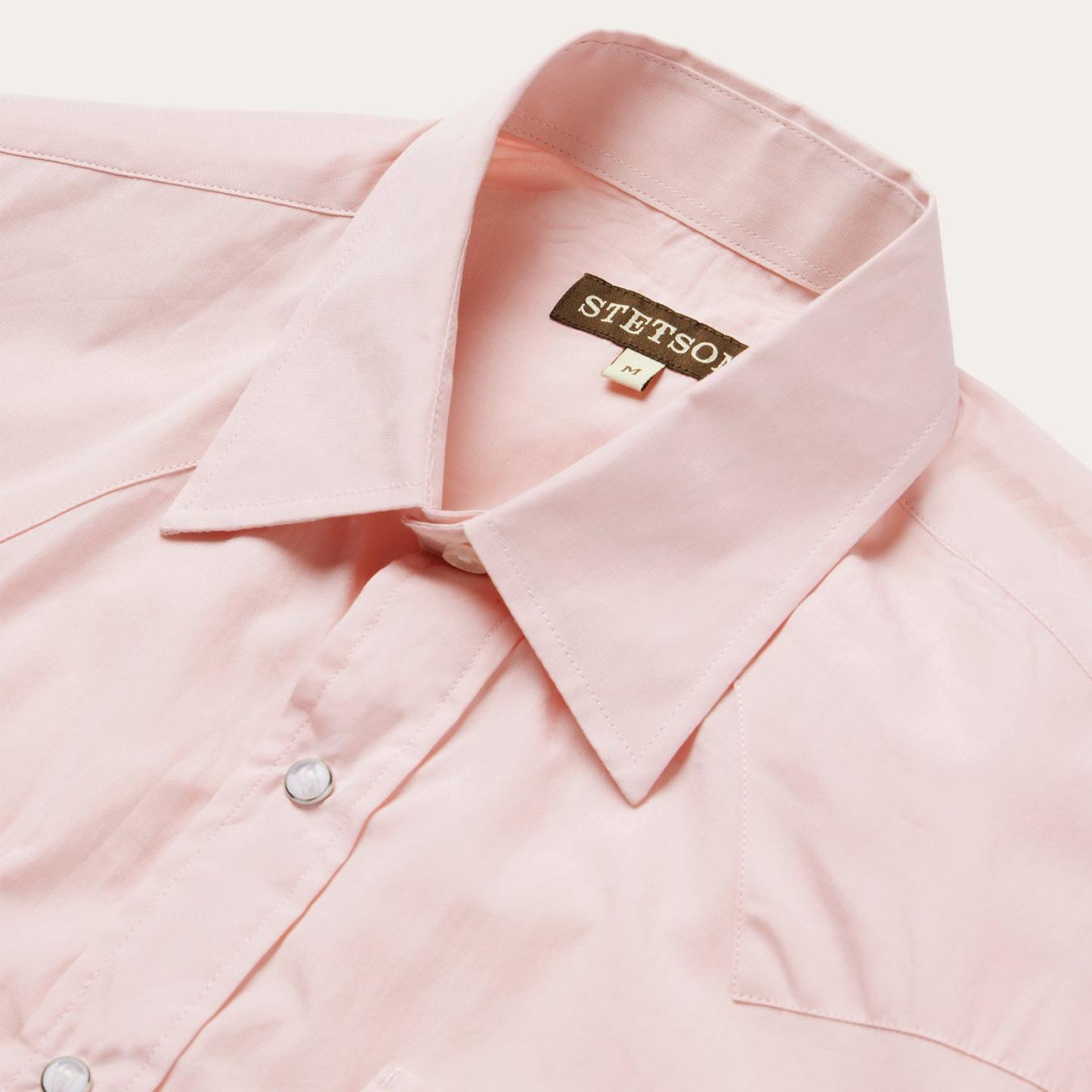 Men Western Shirts Stetson Pink End-On-End Western Shirt Pink