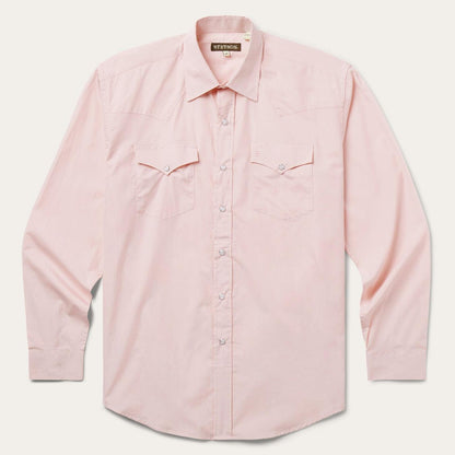 Men Western Shirts Stetson Pink End-On-End Western Shirt Pink