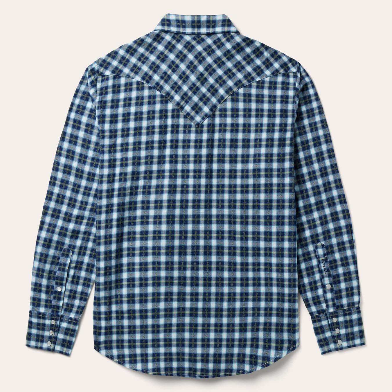 Men Western Shirts Stetson Plaid Twill Dobby Western Shirt Blue
