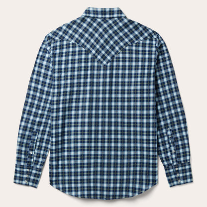 Men Western Shirts Stetson Plaid Twill Dobby Western Shirt Blue