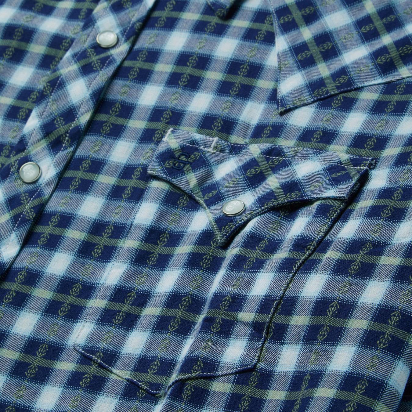 Men Western Shirts Stetson Plaid Twill Dobby Western Shirt Blue