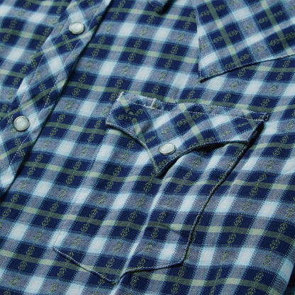 Men Western Shirts Stetson Plaid Twill Dobby Western Shirt Blue